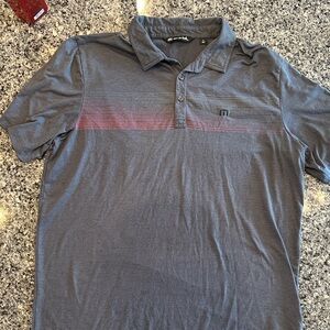 Travis Mathew Gray and Red Polo Shirt